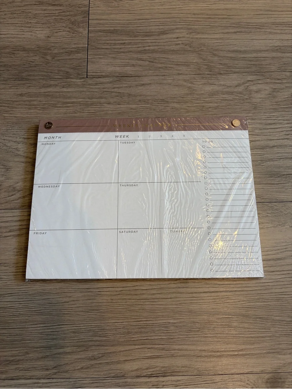 Weekly Desk Planner Pad - White and Rose Gold